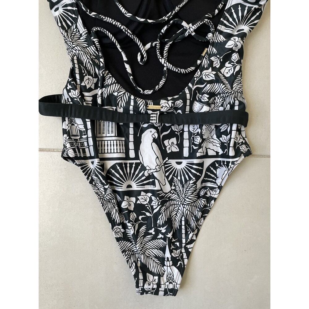 Kenny‎ Flowers Swim One Piece Swimsuit Belted The Medellin Bird Swimwear - Picture 9 of 12